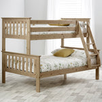 Carra Triple Sleeper Bunk Bed With Pocket Mattresses | Small Double | Light Brown