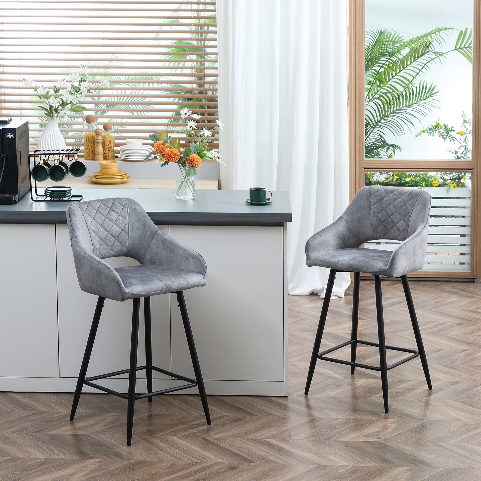 Velvet-touch Bar Stools Counter Set Of 2