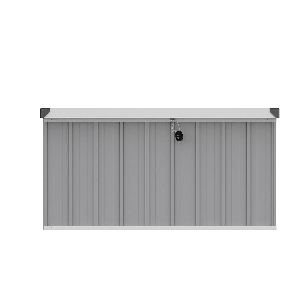 250l Outdoor Storage Box With Metal Frame – Weatherproof Garden & Patio Storage For Tools, Cushions, With Combination Lock | Light Grey