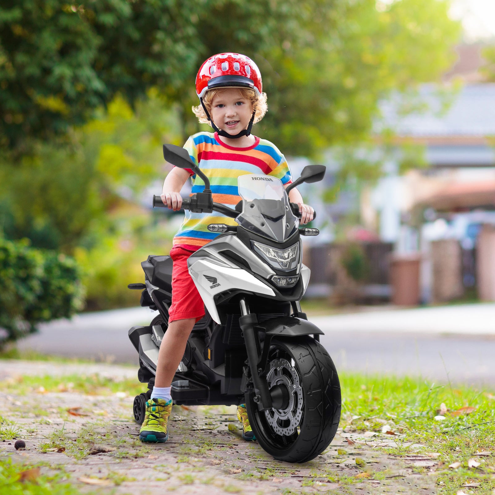 Honda Licensed 12v Kids Electric Motorbike W/ Music Headlights | White