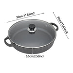 30cm/33cm/35cm Dia Pre-seasoned Round Cast Iron Braiser Pan With Lid & Double Handles | Small