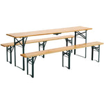 3-piece Outdoor Wooden Foldable Table Benches Set