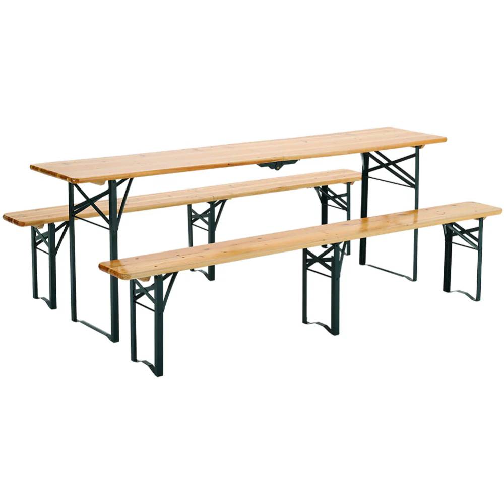 3-piece Outdoor Wooden Foldable Table Benches Set