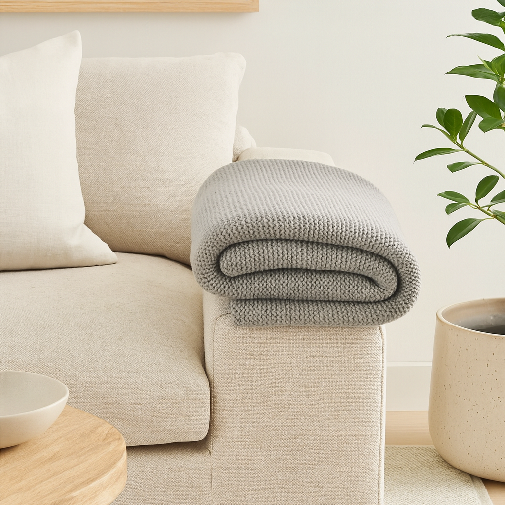 Double Knitted Throw | Grey