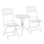 Garden Bistro Set For 2 With Folding Chairs And Round Table