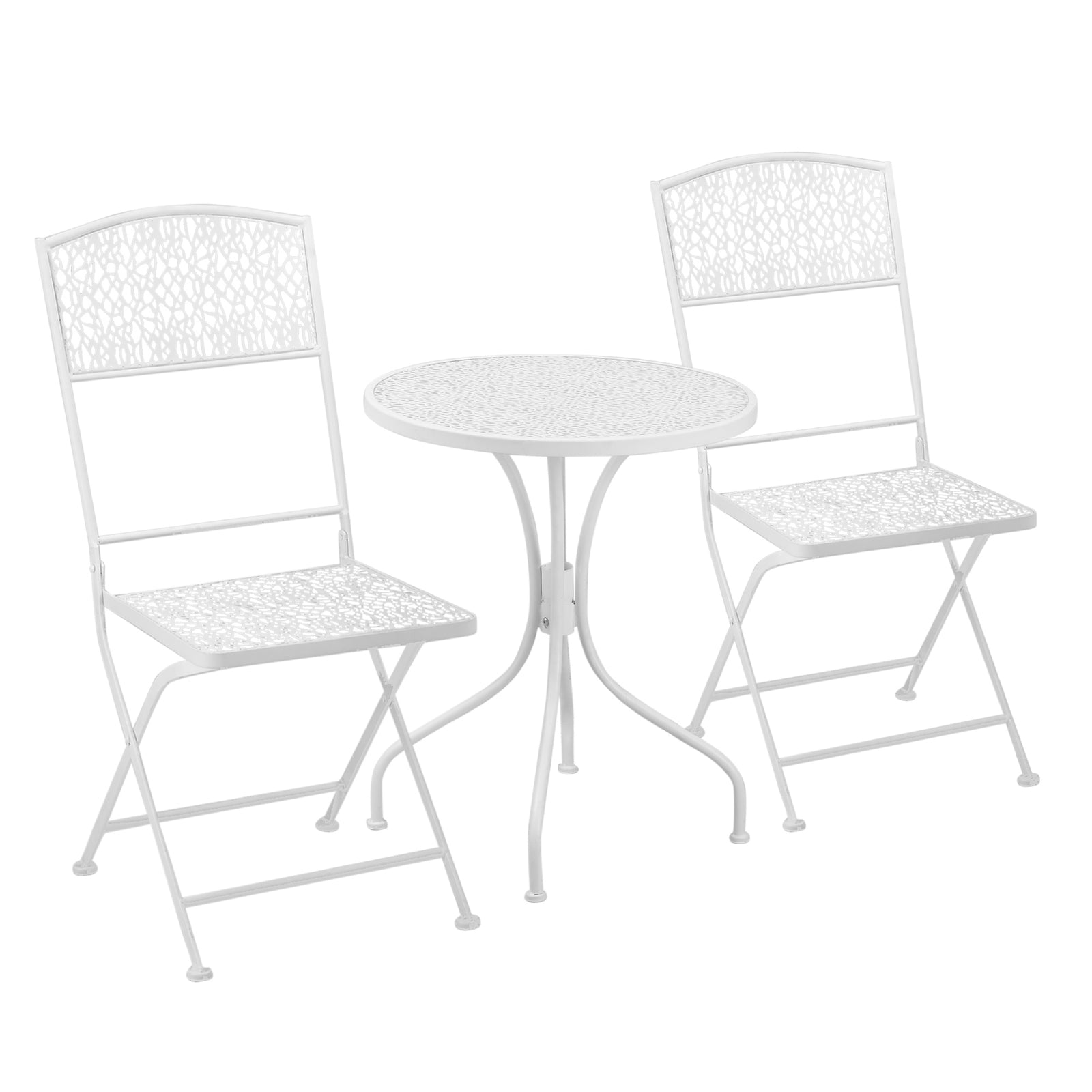 Garden Bistro Set For 2 With Folding Chairs And Round Table
