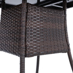 Round Wicker Patio Table With Black Tempered Glass Top With 51mm Umbrella Hole & Transparent Cap 80cm Dia X 72cm H | Brown