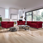 Button Tufted Velvet Living Room Armchair | Red