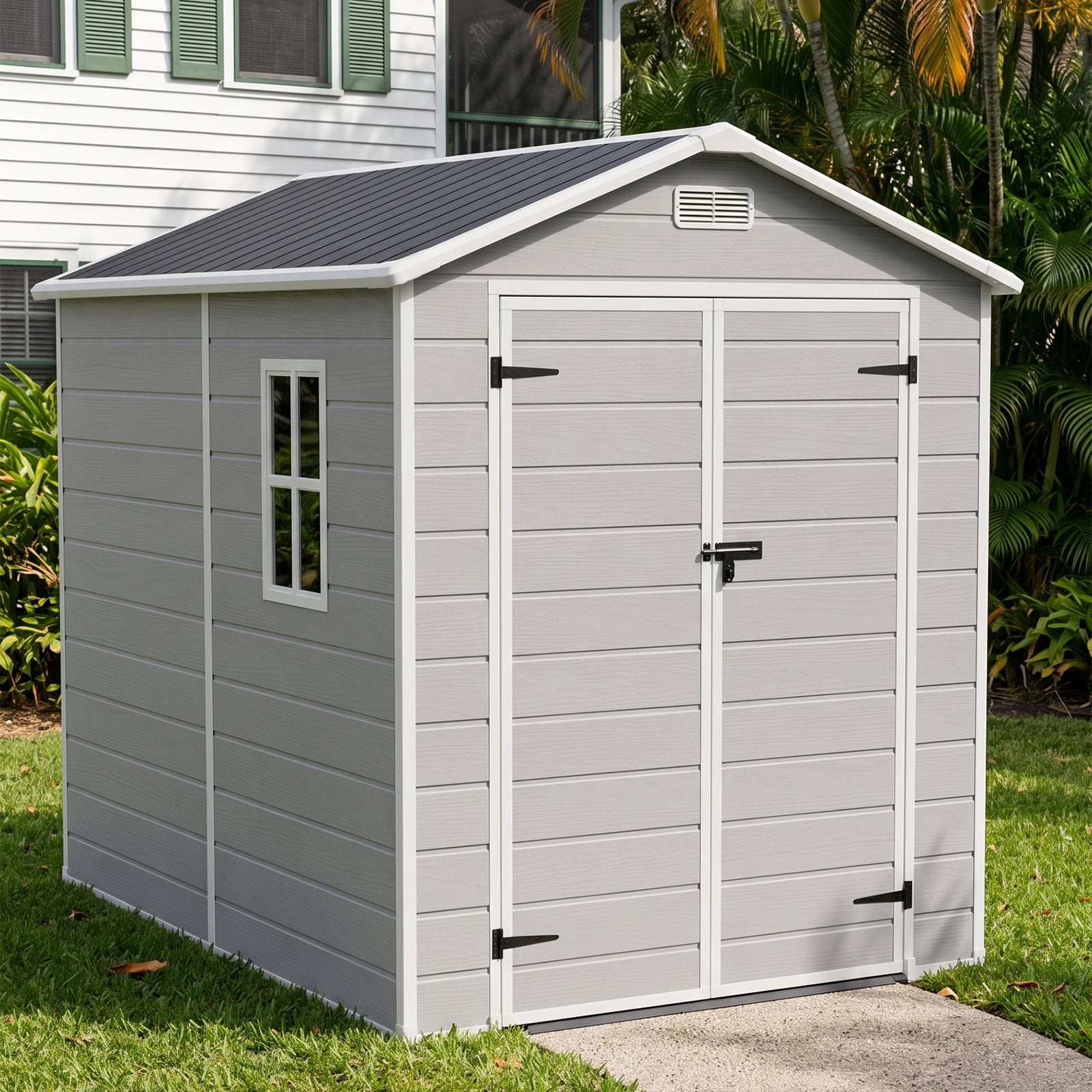 6x8 Ft Outdoor Garden Plastic Storage Shed | Grey