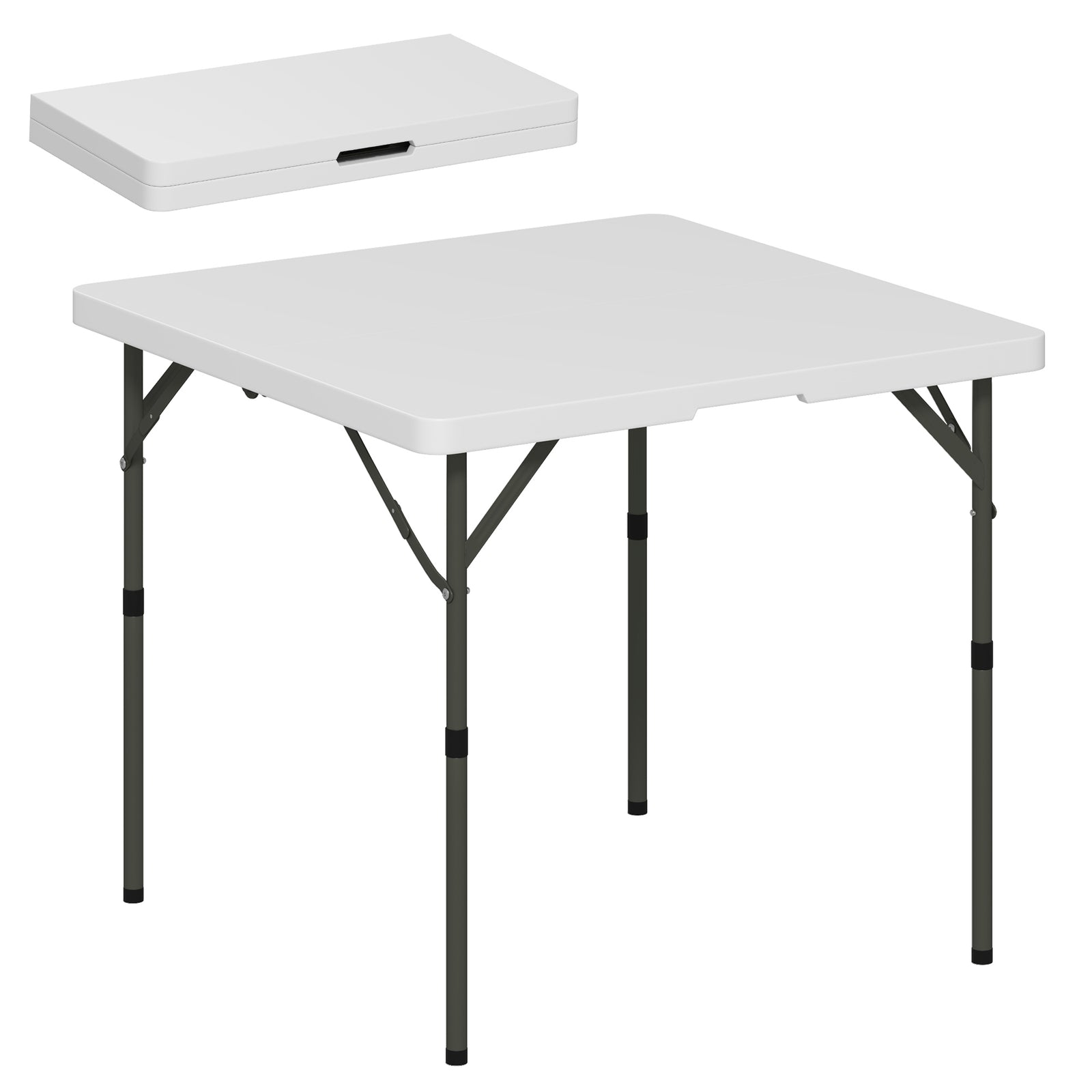 3ft Folding Camping Table W/ 2 Adjustable Height | White