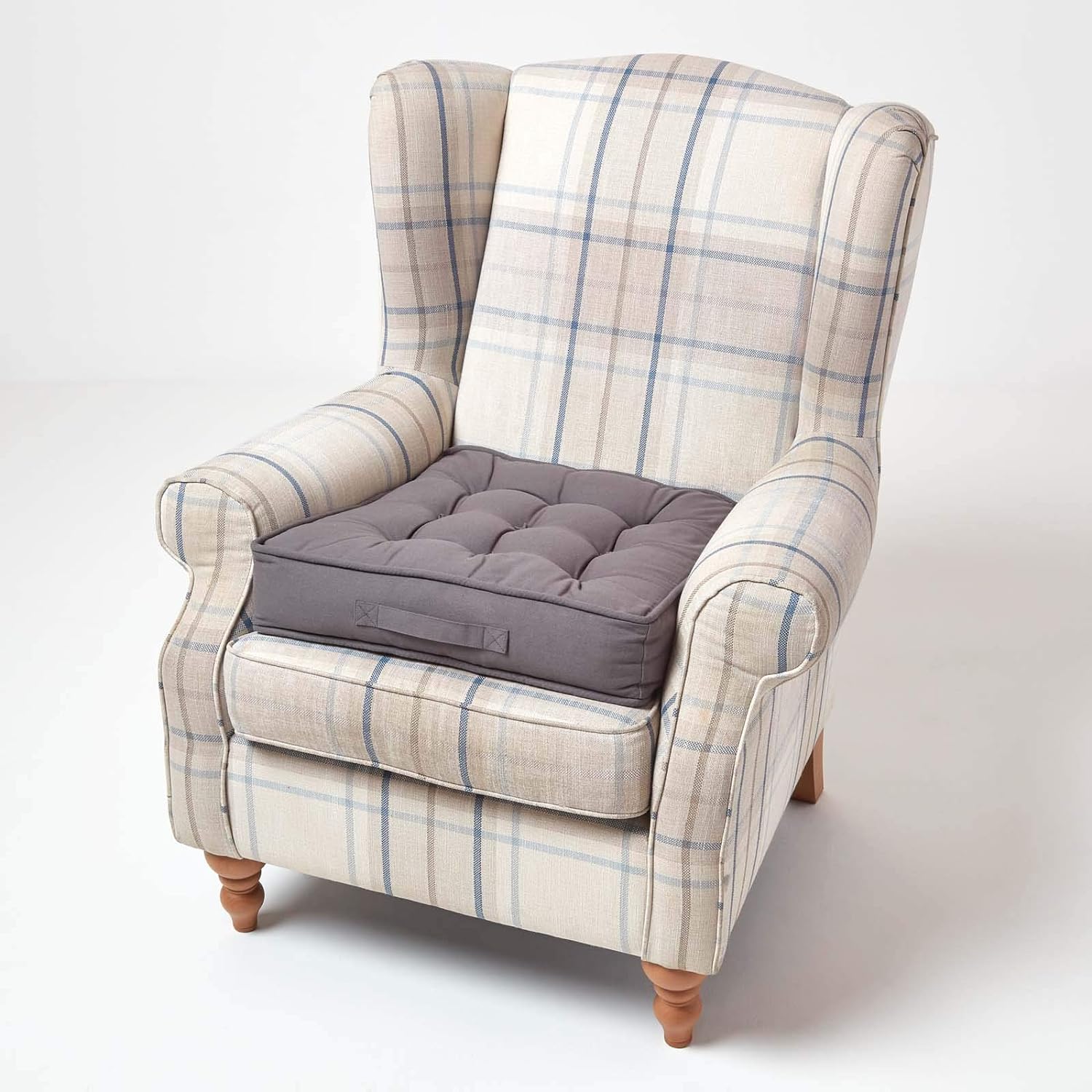 Cotton Armchair Booster Cushion | 50cm x 50cm | Charcoal Grey