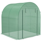 Polytunnel Greenhouse W/ Mesh Windows 1.8x1.8x2m | Green