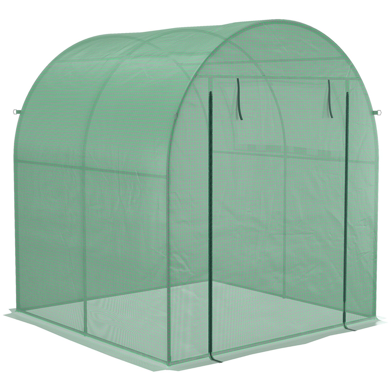 Polytunnel Greenhouse W/ Mesh Windows 1.8x1.8x2m | Green