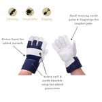Fleece-lined Rigger Gloves, Thorn-resistant Leather Palm | Medium | Navy Blue
