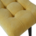 Solid Wood Mustard Cotton Velvet Curved Bench