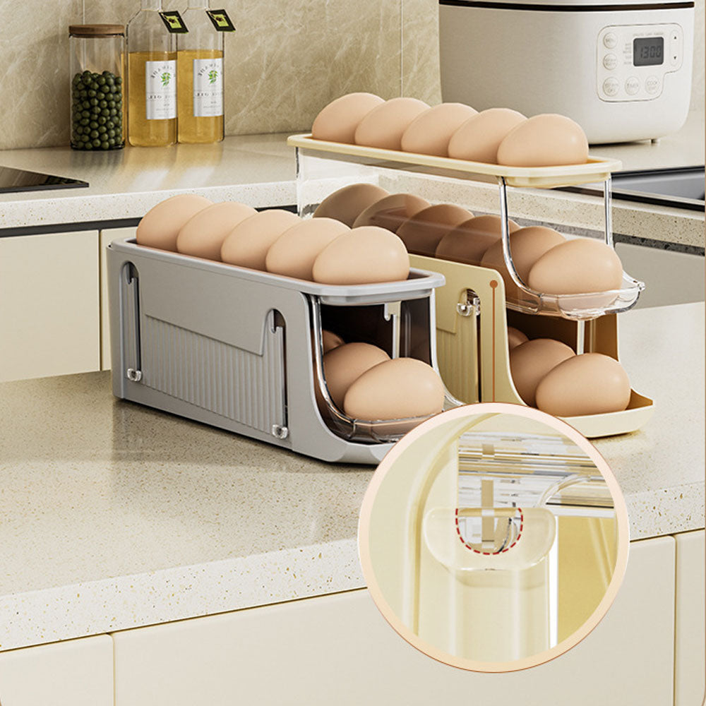 3-layer Expandable Scrolling Egg Holder Storage Rack | Gray