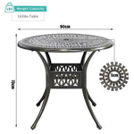 Set Of 5 Retro Garden Bistro Set Cast Aluminium With Cushions | Set of 5 | Black