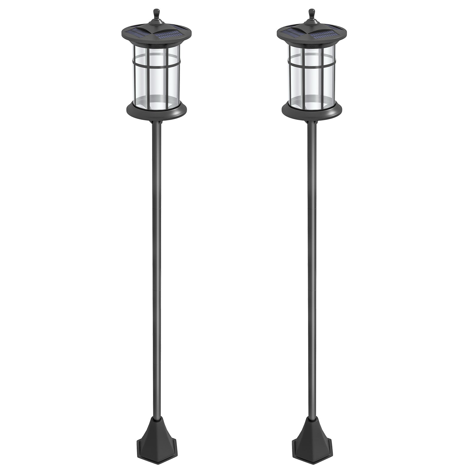2 Pack 1.8m Led Garden Lamp Post, Solar, Ip44, Cool White