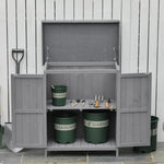 Wooden Garden Shed Double Door Tool Storage House | Dark Gray