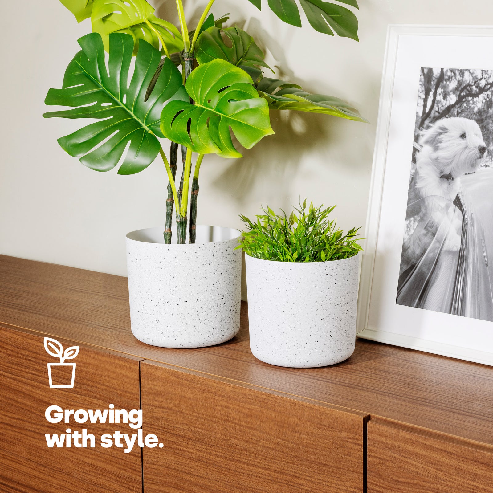 18cm Round Plant Pot Set Of 2 - Matt White