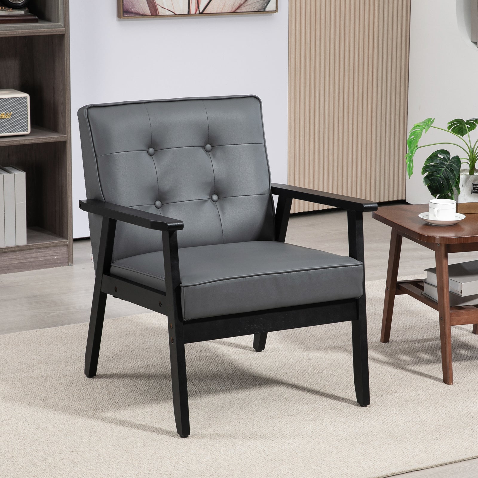 Accent Chair Pu Leather Armchair With Armrests | One Size | Gray