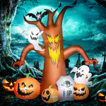 7.9ft Inflatable Halloween Ghost Tree W/pumpkins, Ghosts, Tombstone