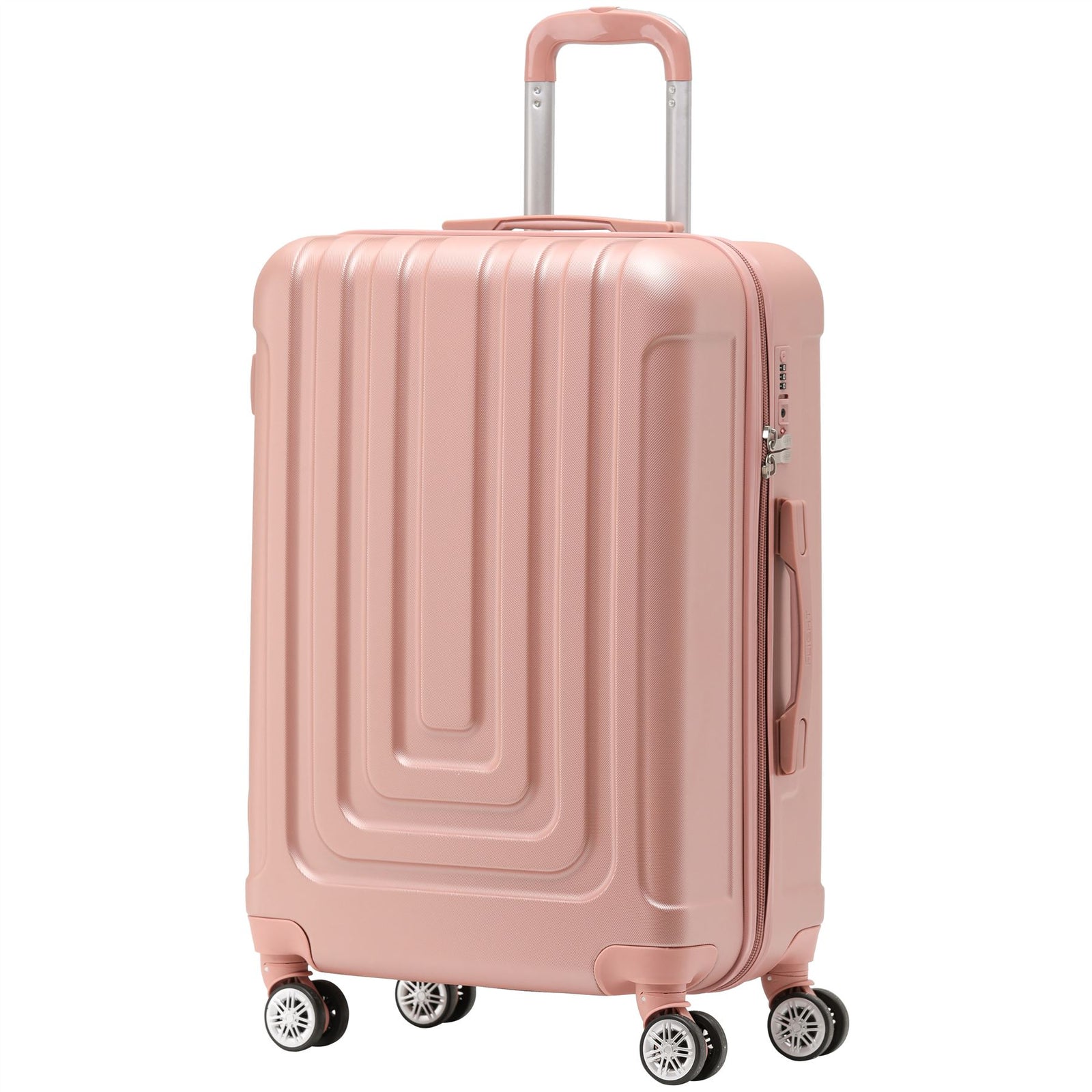Medium 26" Hard Shell Check In Suitcase 8 Spinner Wheels Hold Luggage | Medium | Rose Gold