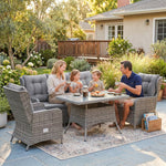 Outsunny 4 Piece Rattan Garden Furniture Set With Cushions, Grey