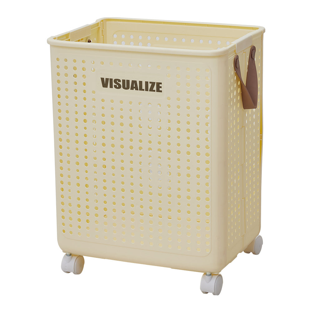 Foldable Laundry Basket With Wheels | Large | Beige