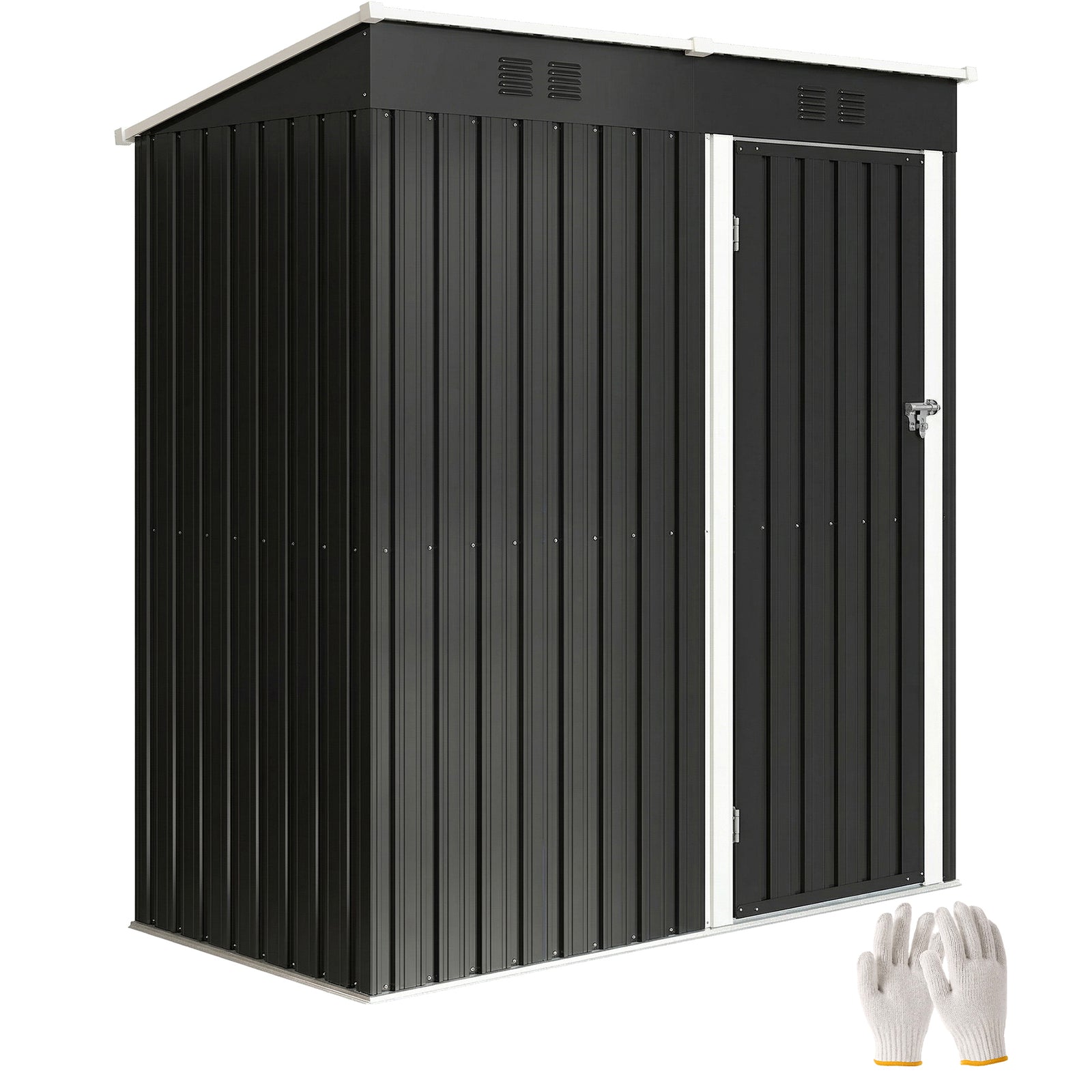 5 X 3 Ft Lean-to Garden Shed, Outdoor Storage Shed | Dark Grey
