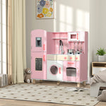 Aiyaplay Play Kitchen Kids Kitchen Set With Lights And Sounds - Pink