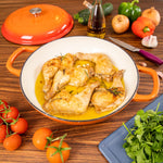 Shallow Cast Iron Casserole Pot With Lid  - 30cm , 3.7-quart | Orange