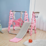 Children Toddler Swing And Slide Set With Basketball Hoop