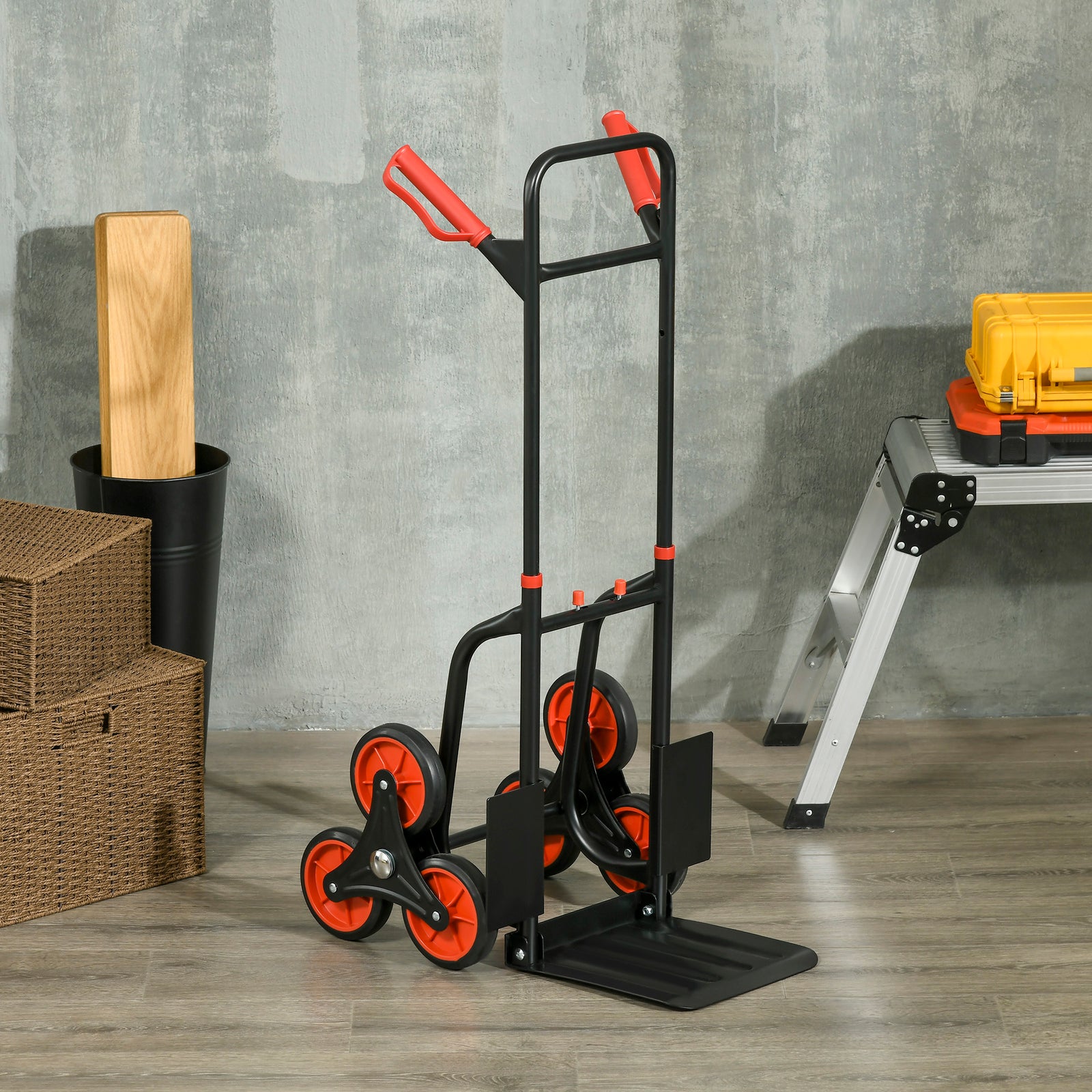Climbing Stairs Trolley, Foldable, 6 Wheels | Black