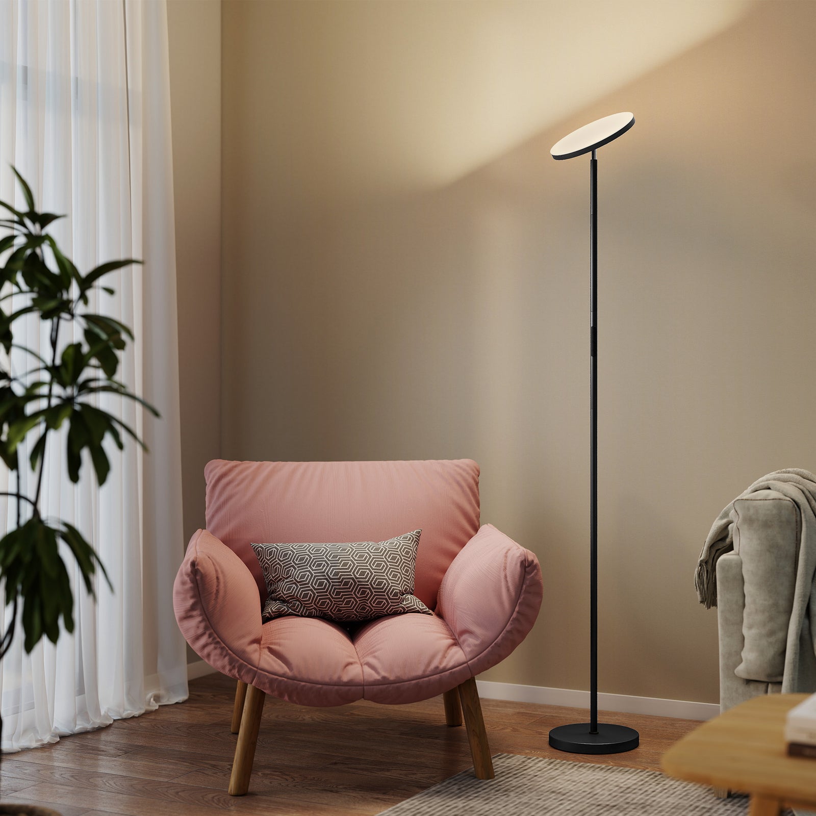 HOMCOM Rgb Floor Lamp With Rotatable Head, Modern Standing Lamp, Black