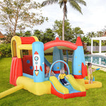 Bouncy Castle With Slide Pool Rocket Trampoline W/ Carrybag Blower