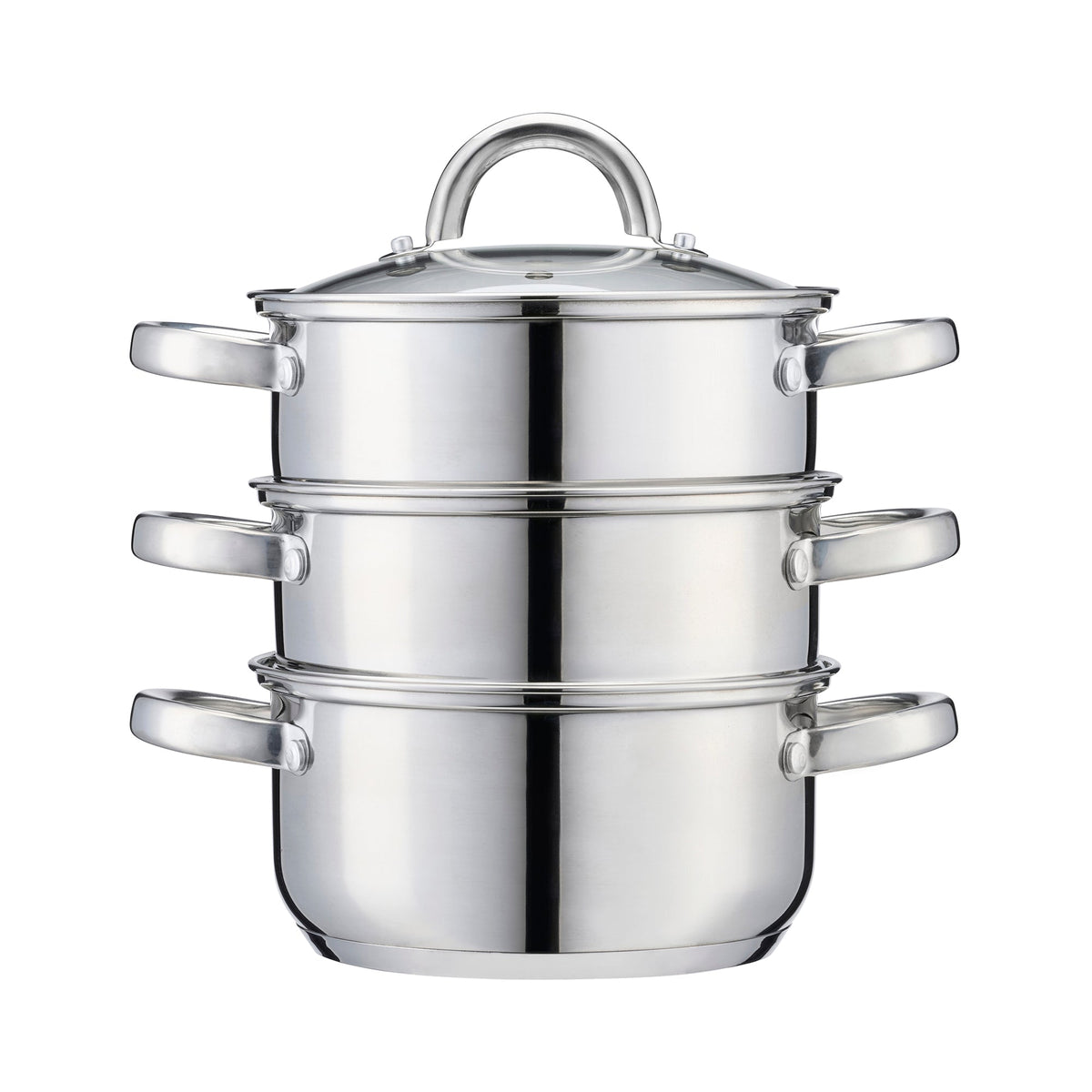 3 Tier Stainless-steel Steamer Pan | 16cm | Silver