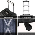 55x35x25cm Lightweight Suitcase - Cabin Carry On - Hard Shell - 4 Wheels Overhead Luggage | Cabin | Black