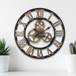 Industrial Large Retro Silent Wall Clock For Home Decor | Gold