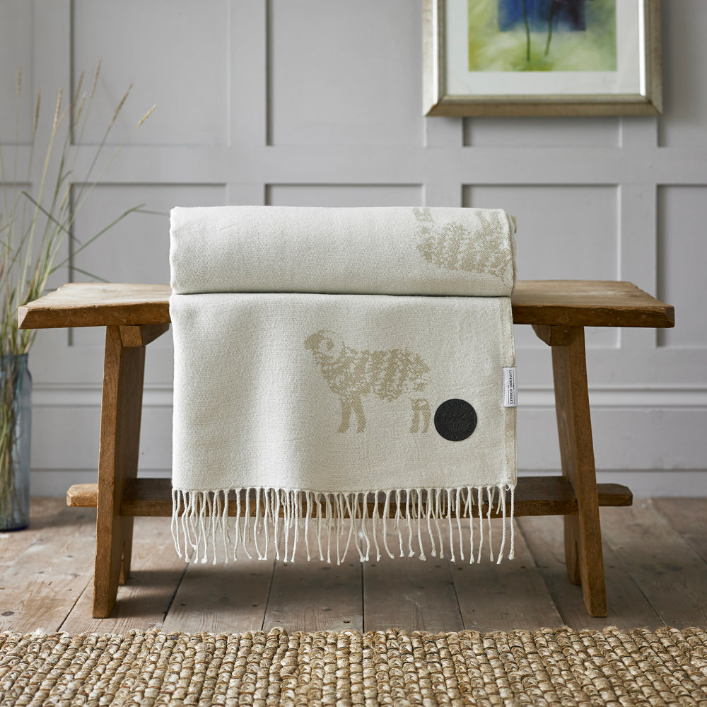 Ram Faux Cashmere Large Throw | White