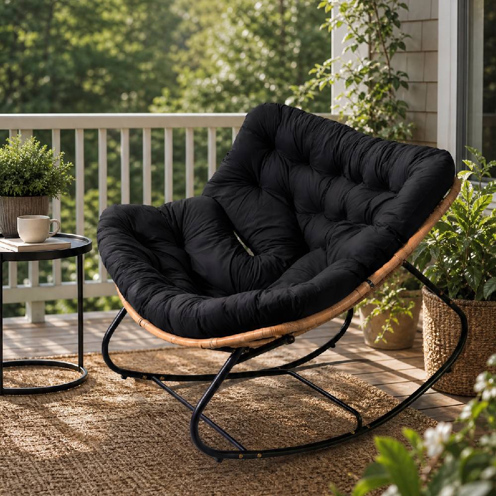 Modern Rocking Chair with Cushion – Large | Black