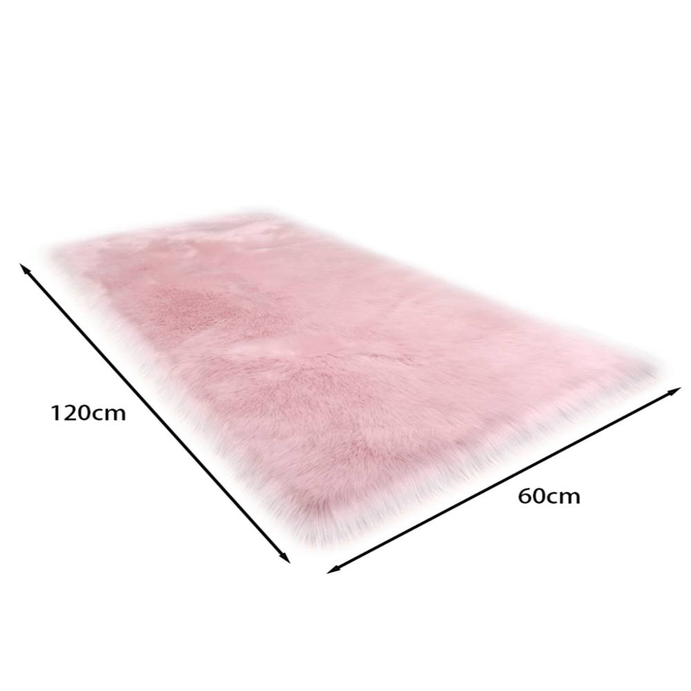Rectangular Fluffy Shaggy Area Rug Pink Super Soft Plush Carpet For Bedroom | Large | Pink