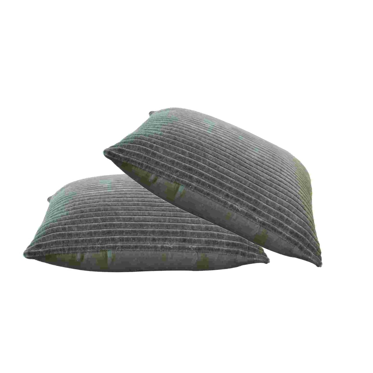 Ribbed Cushion Set, Velvet Fabric | Set-of-2 | Green