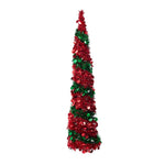 5ft Decorative Pop-up Artificial Tinsel Christmas Trees,red & Green