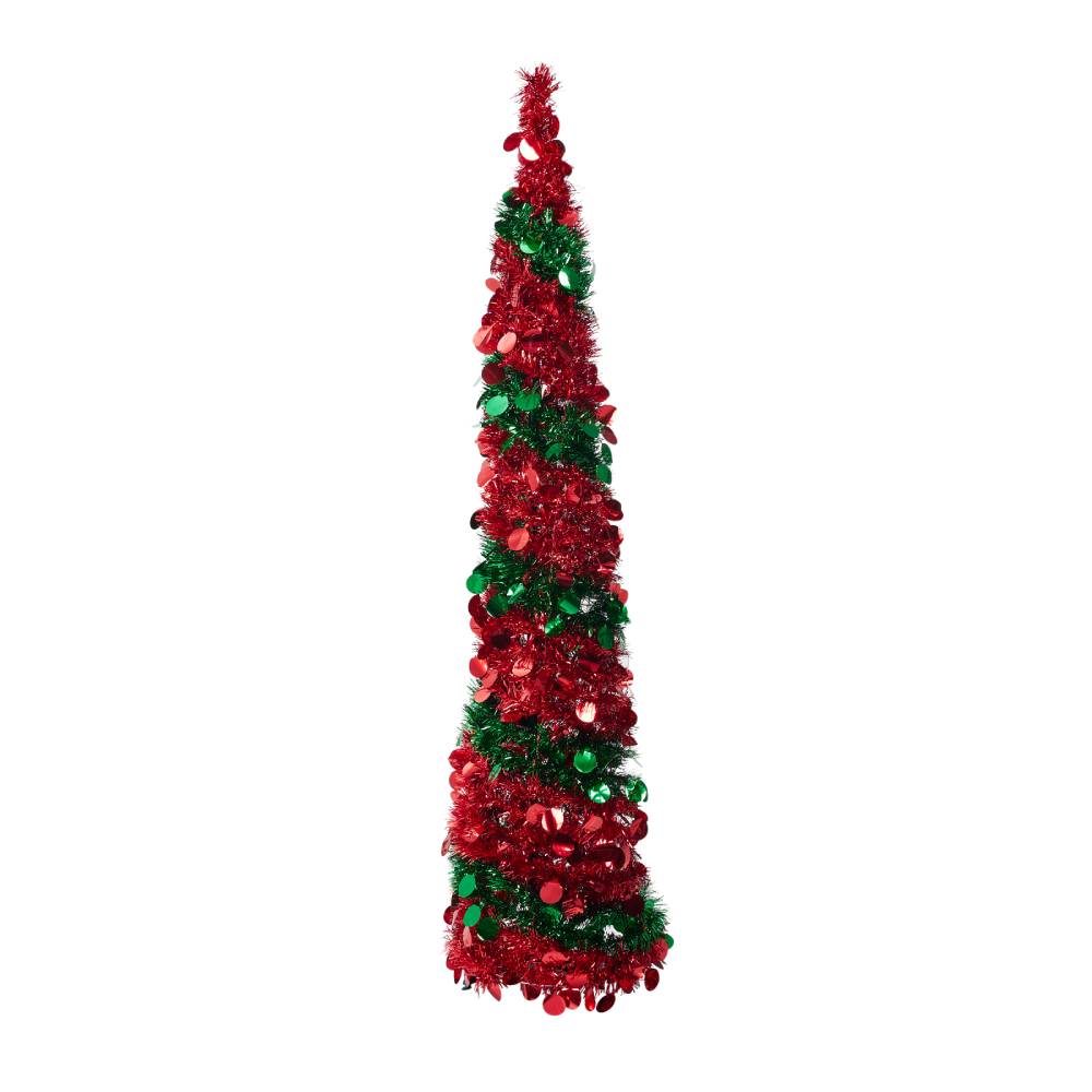 5ft Decorative Pop-up Artificial Tinsel Christmas Trees,red & Green