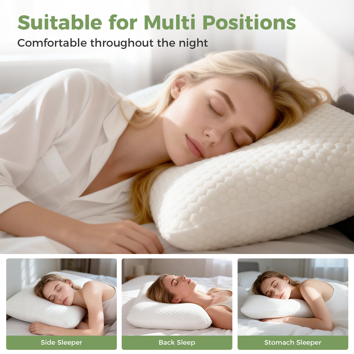 Lavio Contour Pillow Memory Foam For Neck Support Pressure Relief Hypoallergenic
