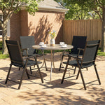 Folding Garden Chairs Set With High Back, Armrests | Set of 4 | Black