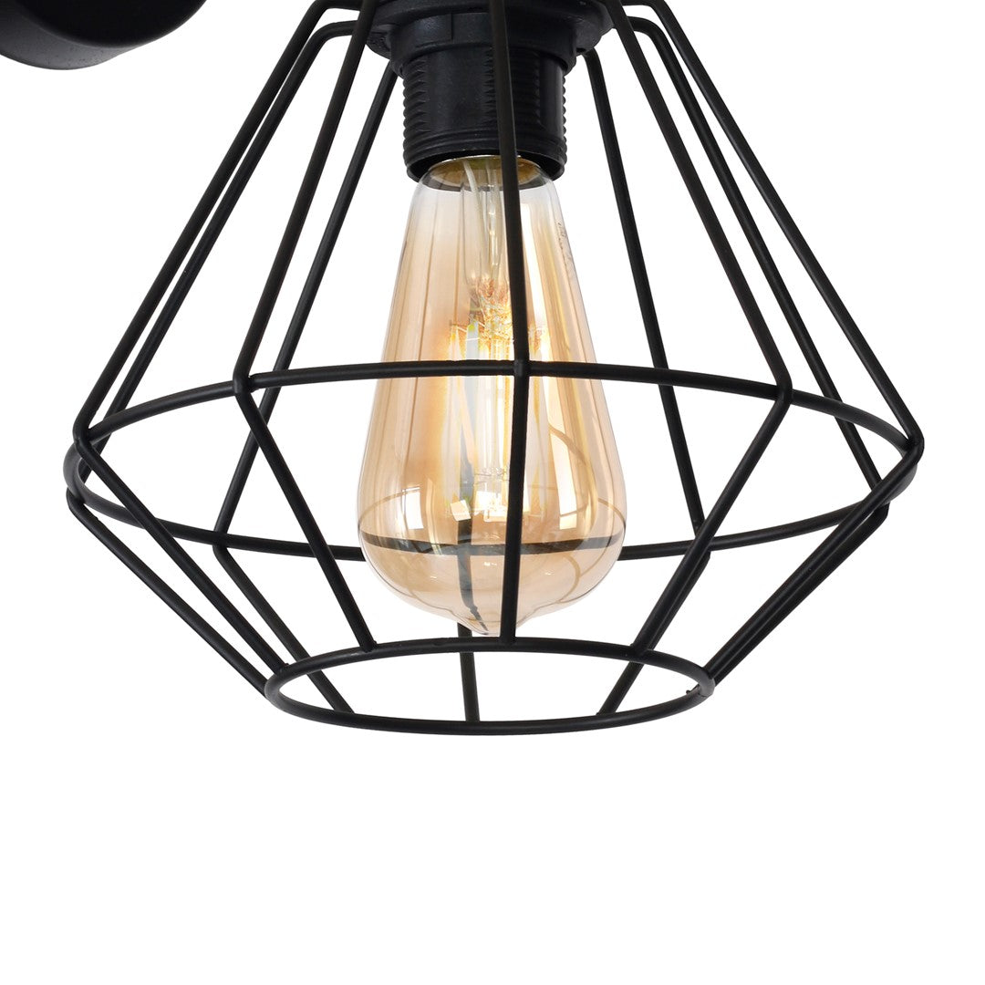Colin Black Wall Lamp 1xe27 Hand Made Matt Black Cage Style Lamps Creating Industrial Chic