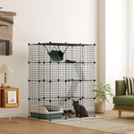 Large Cat Cage Indoor Cat Enclosure, 4-tier Diy Cat Playpen With Hammock, Ramps