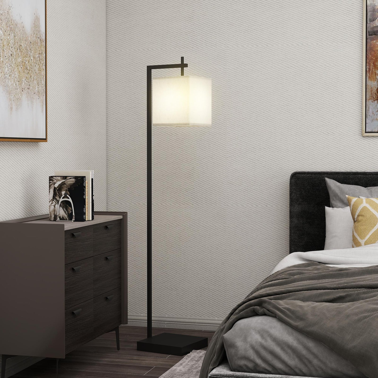 HOMCOM 66" Modern Floor Lamp For Living Room With 10 Brightness Levels